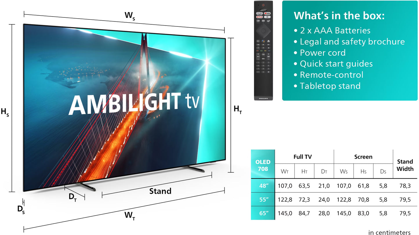 Philips - 48 inch - 48OLED708/12 - OLED TV + Ambilight