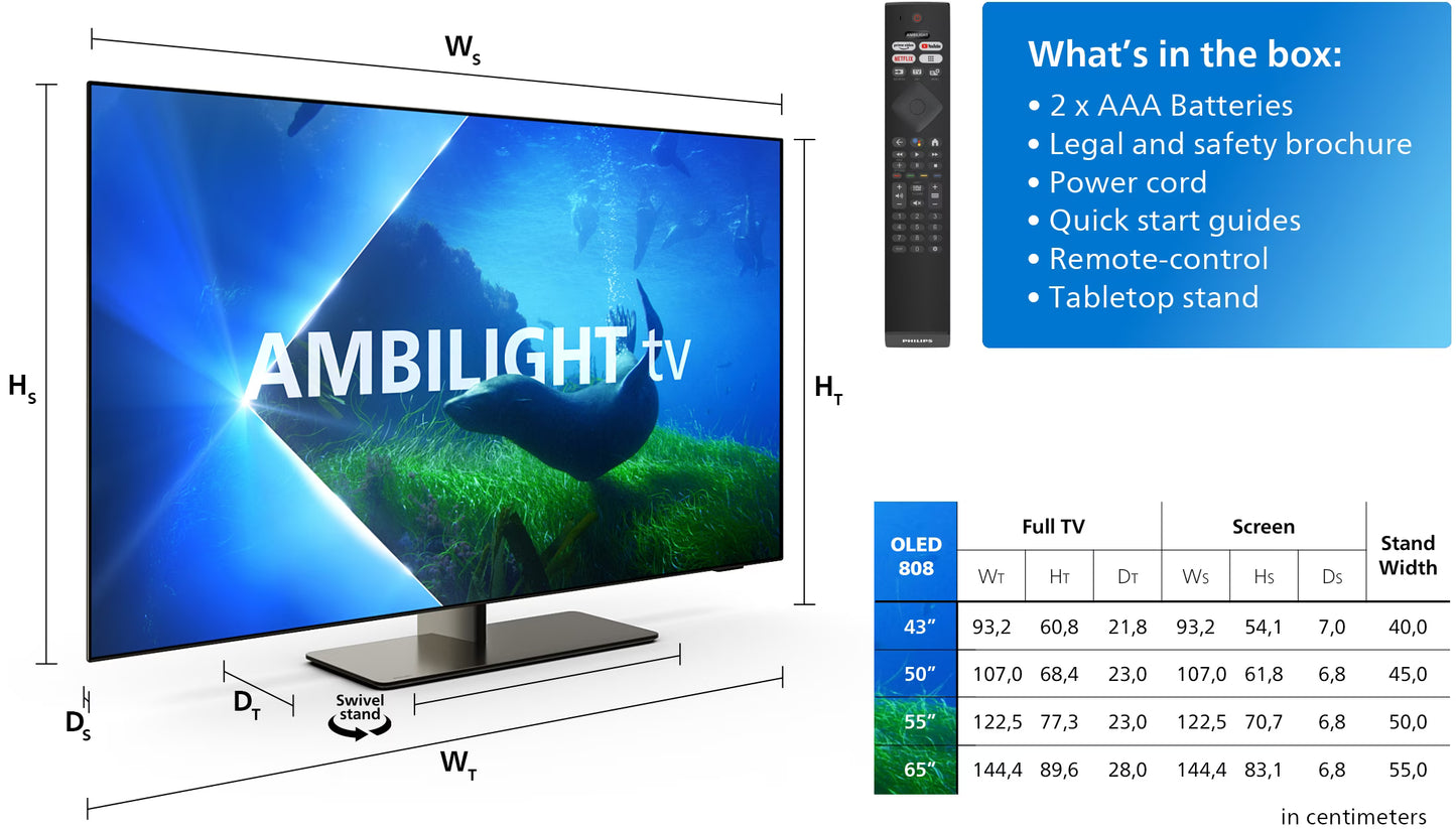 Philips - 48 inch - 48OLED808/12 - OLED TV + Ambilight