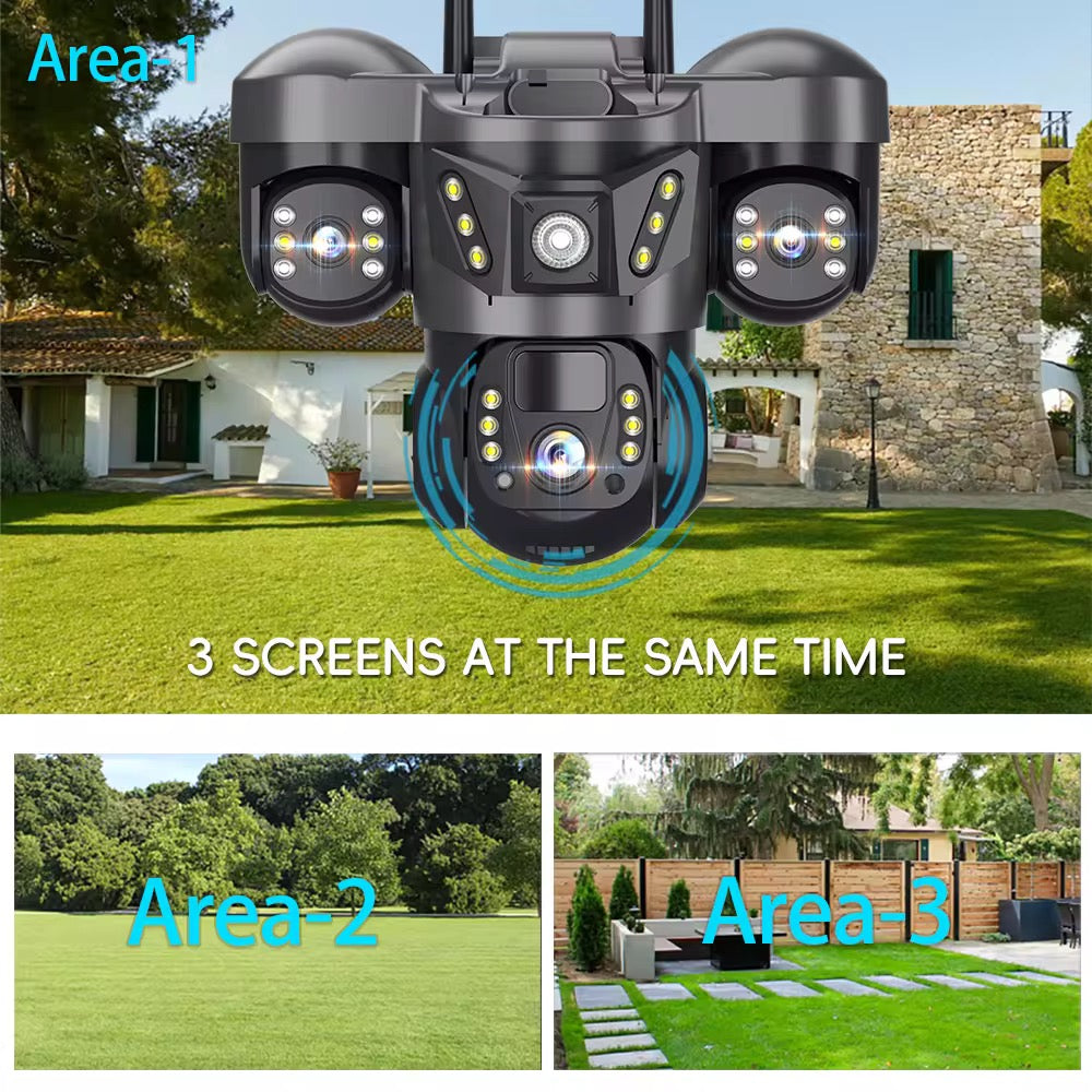 [PRE-ORDER] QUAD '4' LENS PTZ CAMERA 8K BEVEILIGINGS CAMERA MET ZONNEPANEEL